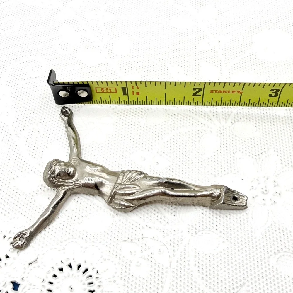 Vintage Silver Tone Pewter Jesus Corpus Christi Crucifix 2.5